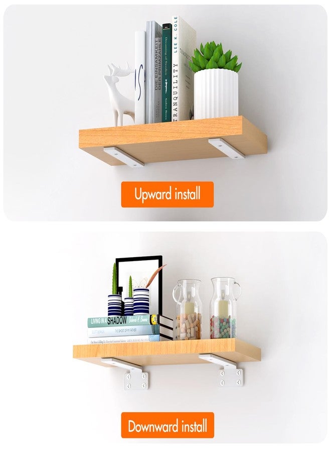 VANCASTLE Shelf Bracket, Floating Shelf Bracket 12 Inch , 6 Pack Heavy Duty Shelf Brackets, Metal Wall Shelf Brackets with 1/5 Inch Thick and Holds 160+lb, Brackets for Wood Shelves，White - Image 3